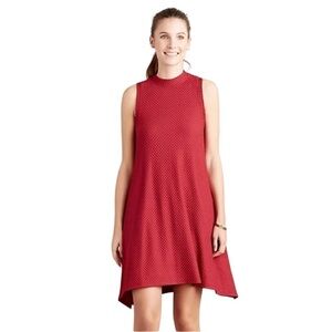 Maeve x Anthropologie - Cerise Red Mock Neck Swing Knee Length Dress Sz L